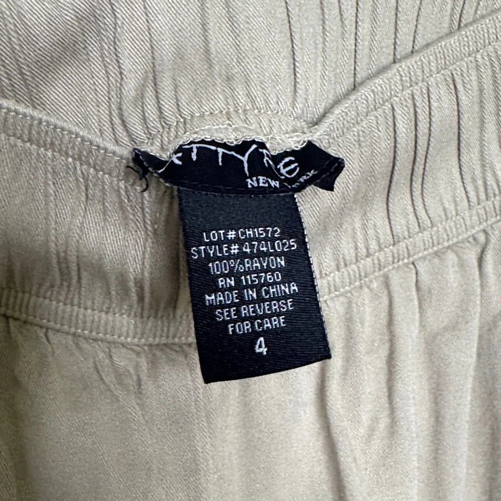 Attyre New York Beige Cropped Ruffle Hem Pants Women’s Size 4 Rayon - Picture 3 of 5